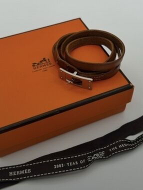Hermès Brown Leather Wrap Bracelet